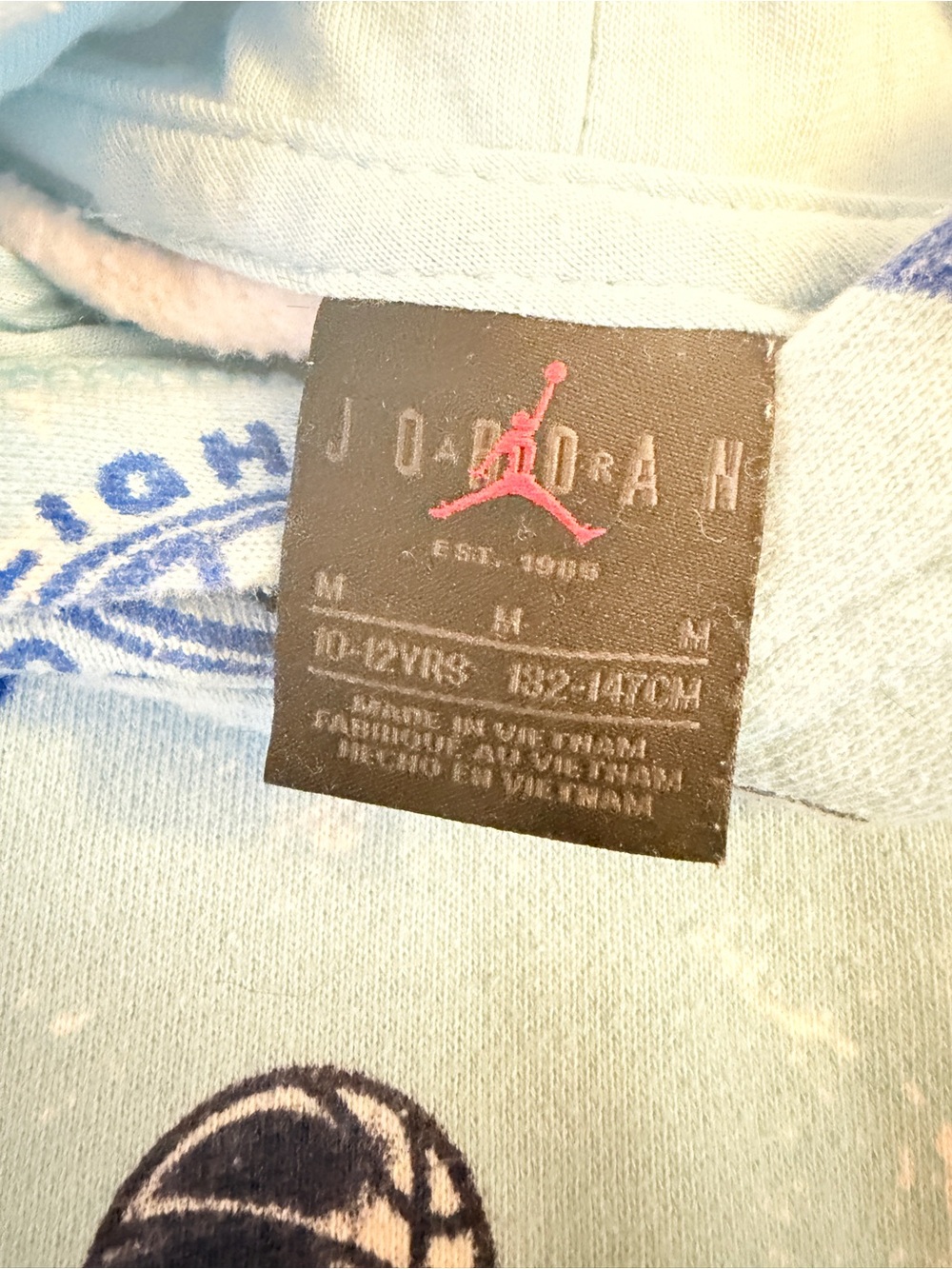 Jordan Boys Blue All Over Print Pullover Hoodie Size Medium - Picture 3 of 4